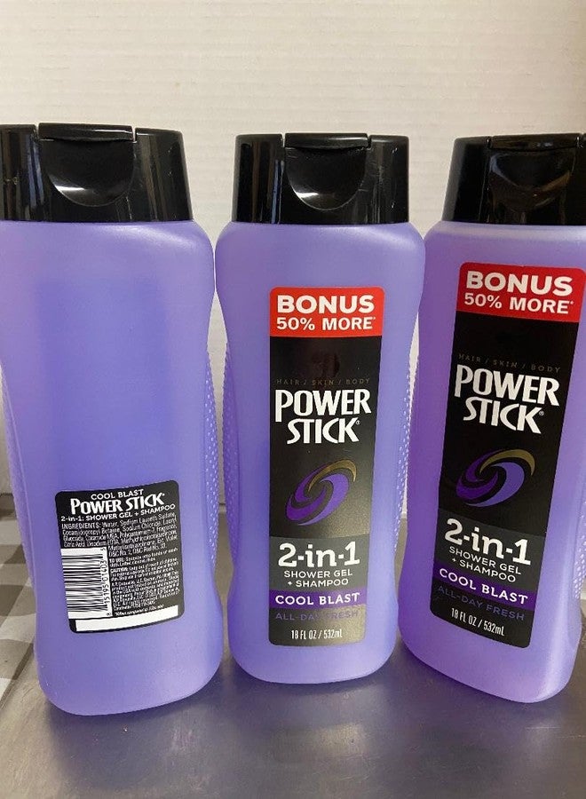 PowerStick 2 in 1 Shower Gel + Shampoo Cool Blast (3 EA 18 oz)